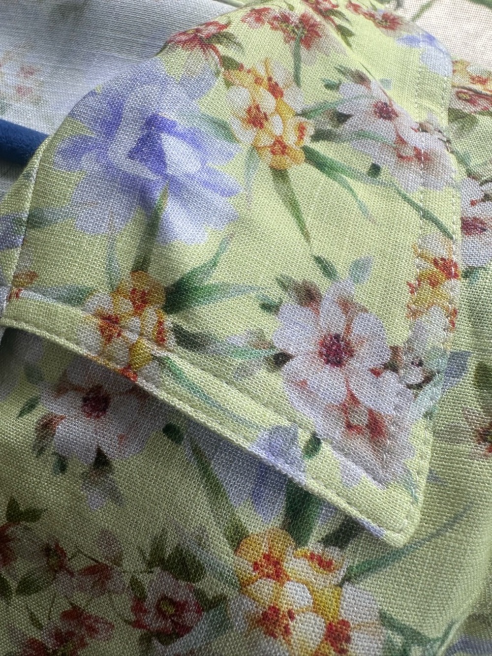 Blue Sky Yellow Floral Sleeveless Blouse with Lavender Accents